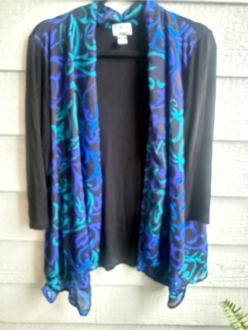 Travelers by Chico’s Black Blue Layered Tunic Top Size 3